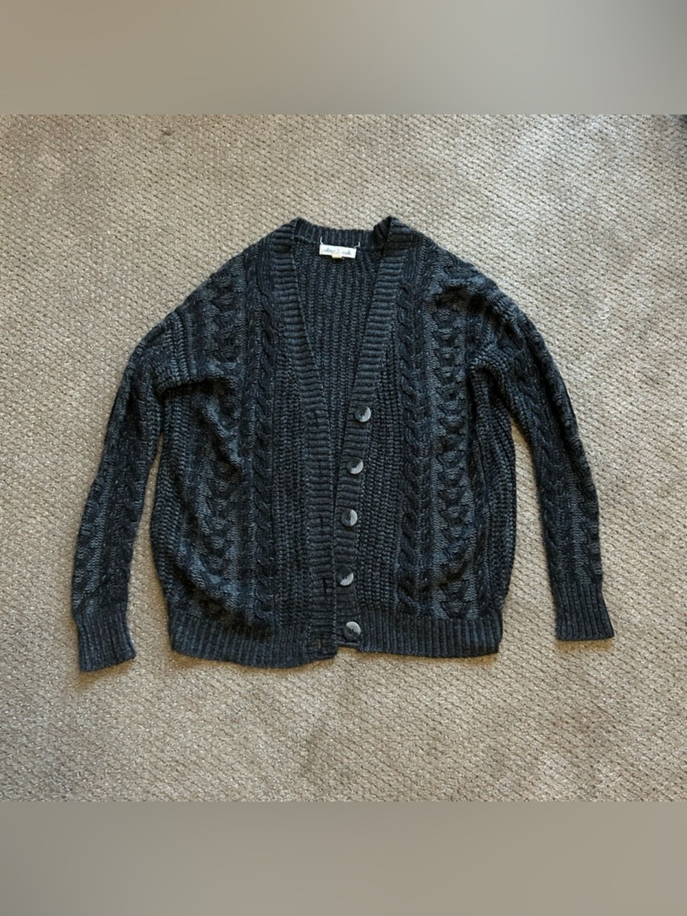 Urban Outfitters Olive & Oak Grey Cardigan With Black Elbow Patches Size: XS